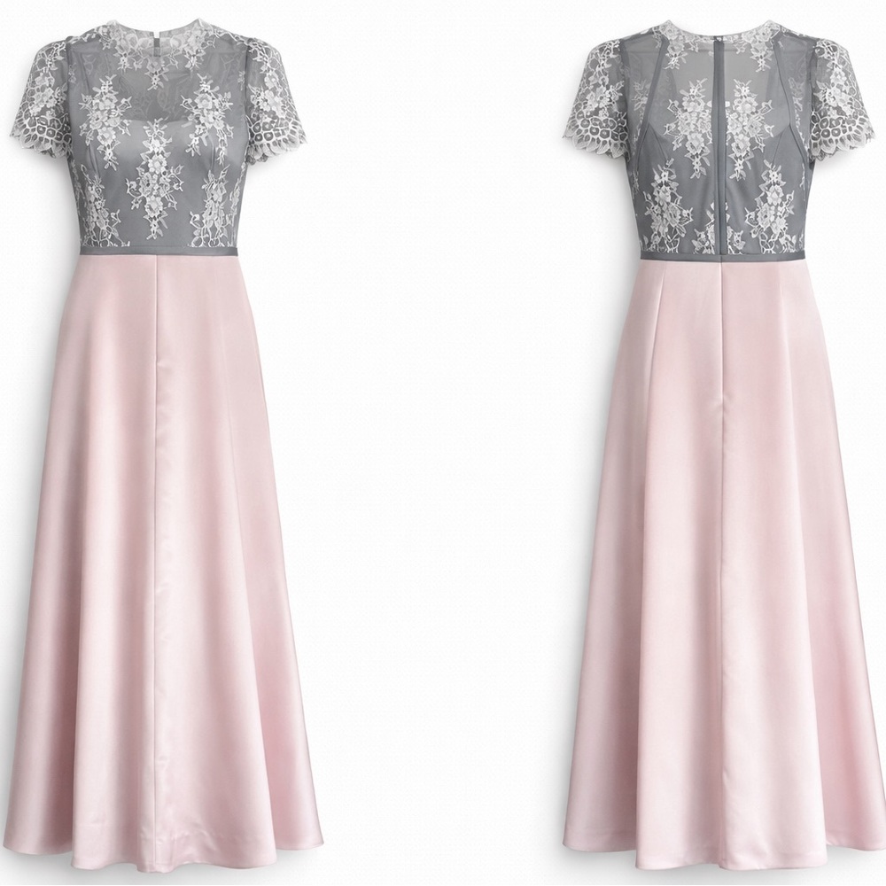 Elegant Two-Tone Lace Chemise in Gray and Pink